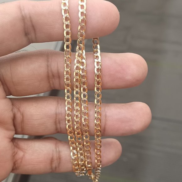 10kt Real Gold Cuban Diamond Cut Chain 18 inches
